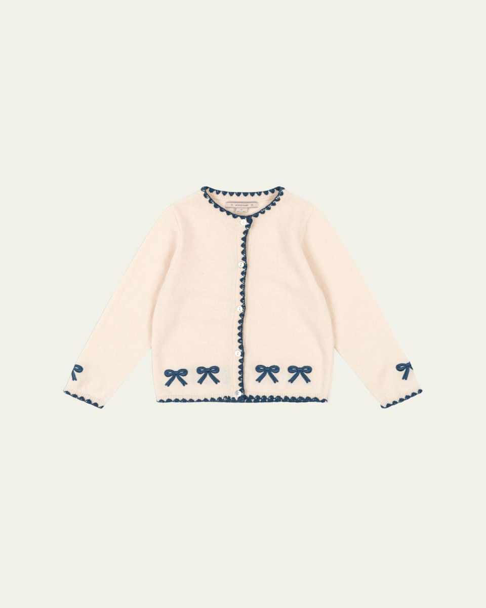 Girl's Collette Bow Knit Cardigan, Size 18M